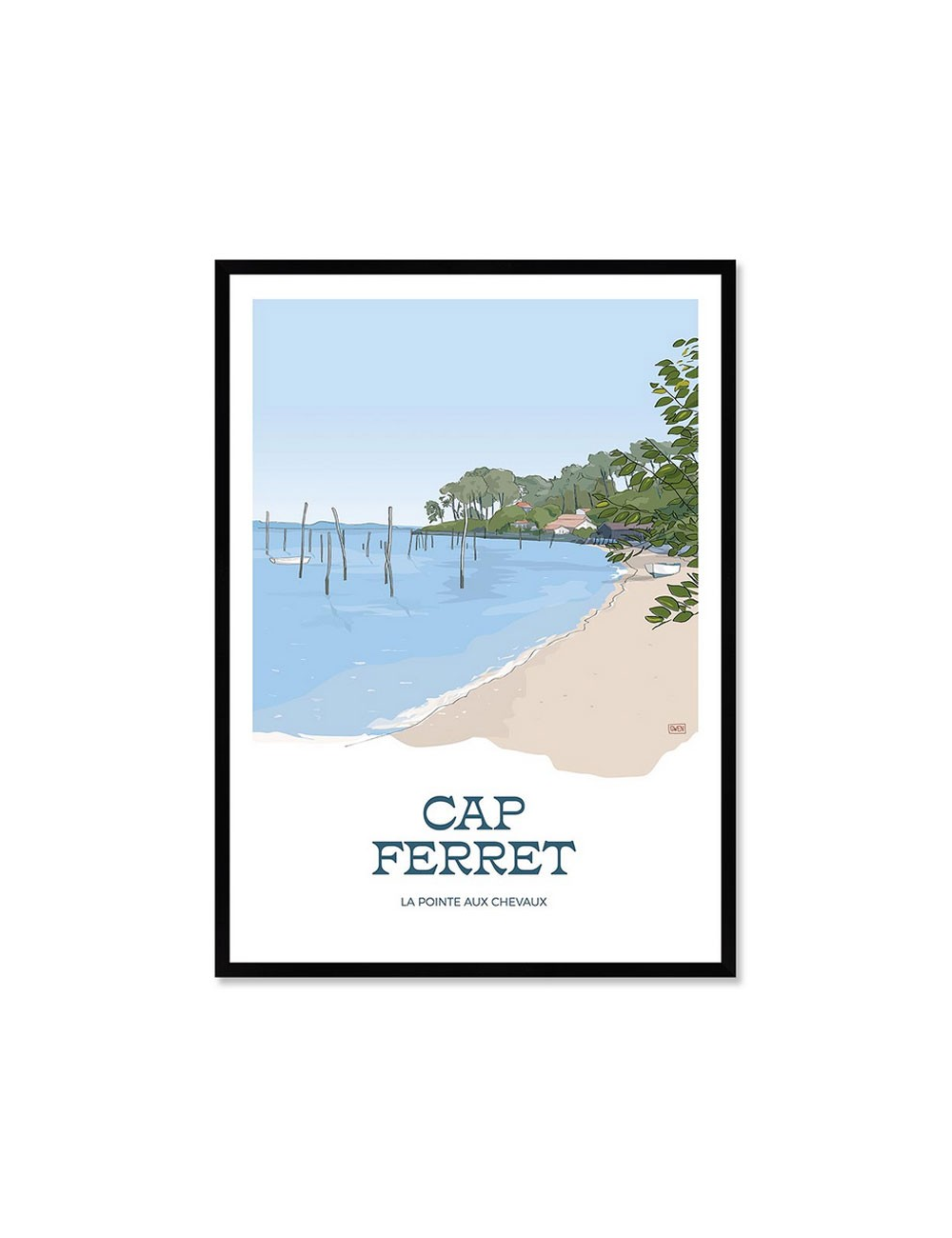 Affiche Cap Ferret – Pointe aux Chevaux encadrée