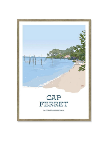 Affiche Cap Ferret – Pointe aux Chevaux encadrée