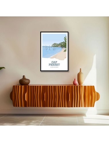 Affiche Cap Ferret – Pointe aux Chevaux encadrée