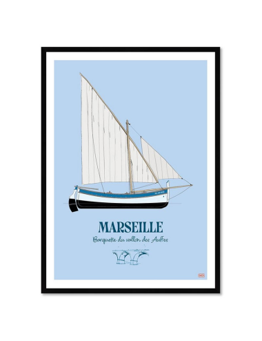 Affiche Marseille barquette – Vallon des Auffes vintage encadrée
