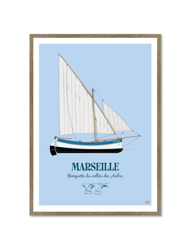 Affiche Marseille barquette – Vallon des Auffes vintage encadrée