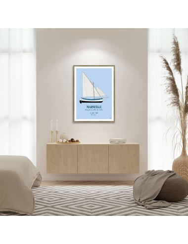 Affiche Marseille barquette – Vallon des Auffes vintage encadrée