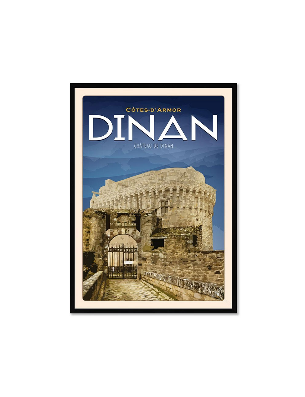 Affiche vintage Dinan – Château fort encadrée
