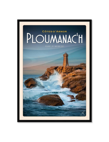 Affiche vintage Ploumanac’h – Phare de Mean Ruz encadrée
