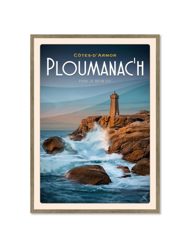 Affiche vintage Ploumanac’h – Phare de Mean Ruz encadrée