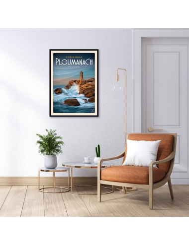 Affiche vintage Ploumanac’h – Phare de Mean Ruz encadrée