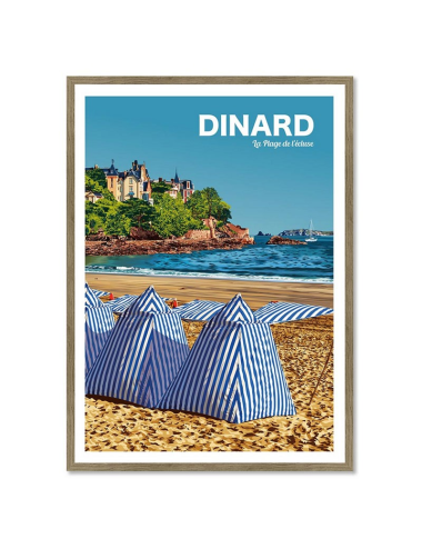Affiche encadrée Dinard – La Plage de l’Écluse en illustration