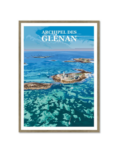 Affiche encadrée Archipel des Glénan – Poster vintage Bretagne