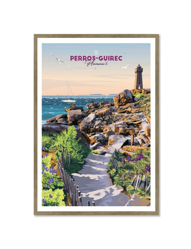 Affiche vintage Perros-Guirec encadrée