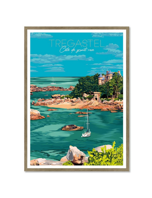 Affiche vintage Trégastel – Côte de Granit Rose encadrée