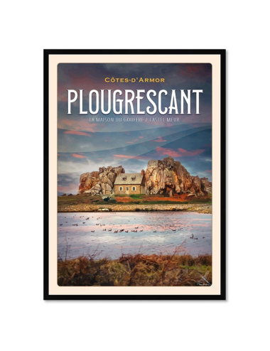 Affiche vintage Plougrescant – Maison du Gouffre encadrée