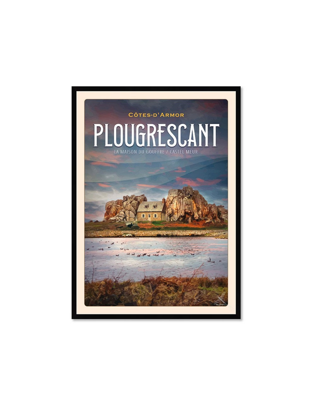 Affiche vintage Plougrescant – Maison du Gouffre encadrée