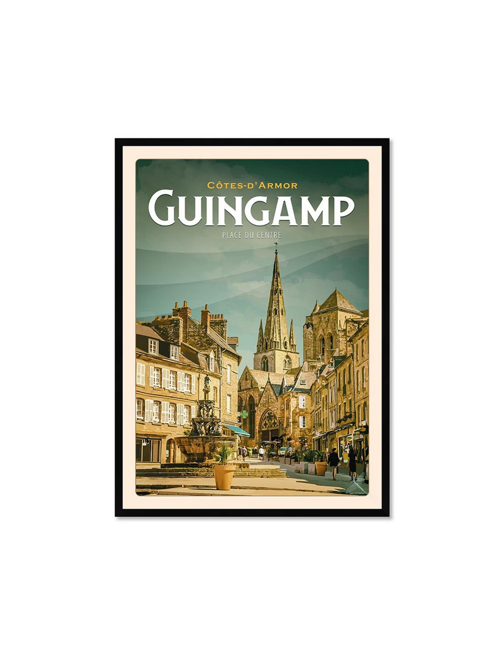 Affiche vintage Guingamp – Place du Centre encadrée