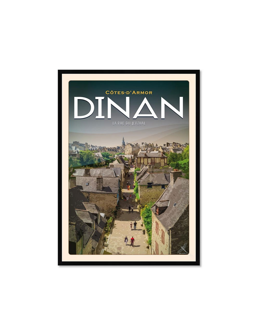Affiche vintage Dinan – Rue du Jerzual encadrée