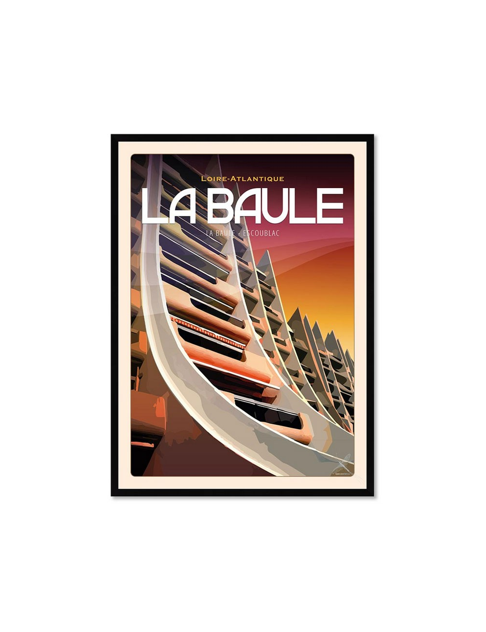 Affiche encadrée vintage La Baule – Architecture moderne