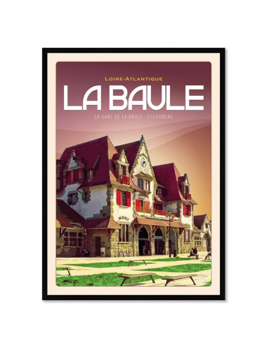 Affiche rétro gare de La Baule encadrée