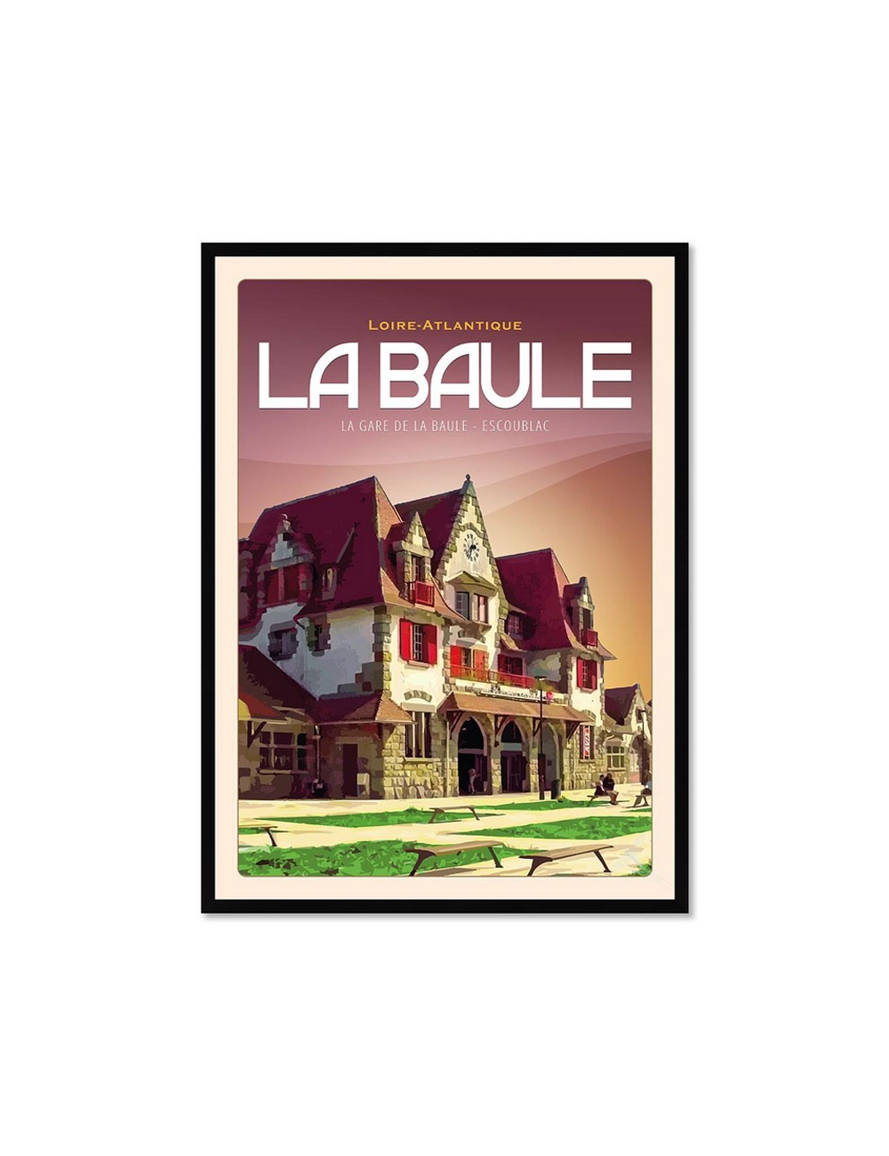 Affiche rétro gare de La Baule encadrée