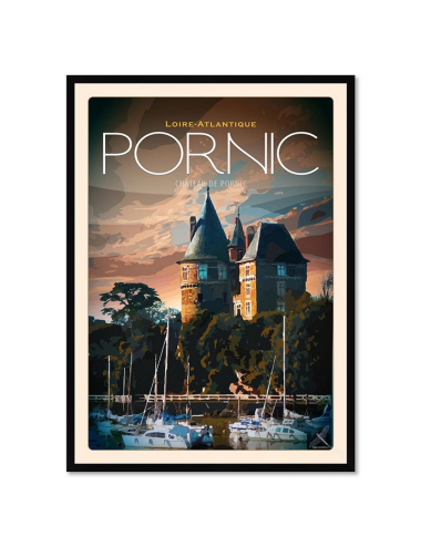 Affiche rétro château de Pornic encadrée