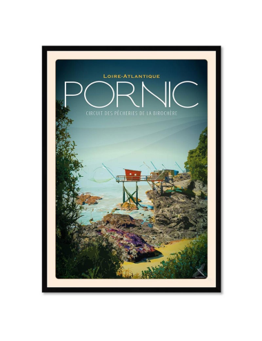 Affiche rétro Pornic pêcheries Birochère encadrée