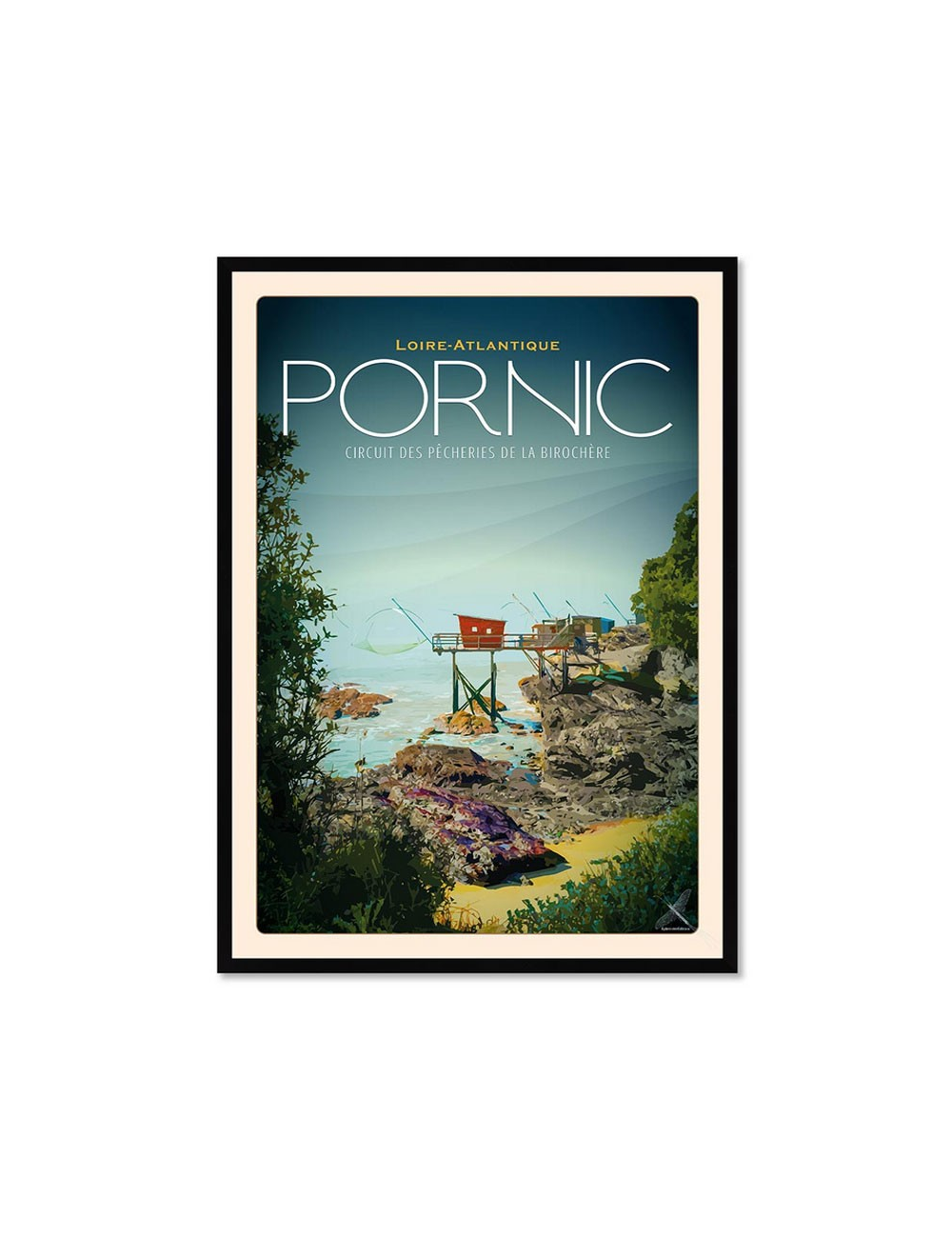 Affiche rétro Pornic pêcheries Birochère encadrée