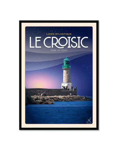 Affiche rétro Le Croisic phare du Tréhic encadrée