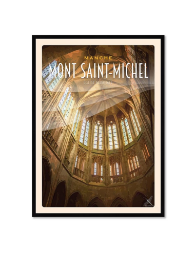 Affiche rétro Mont Saint-Michel Église abbatiale encadrée