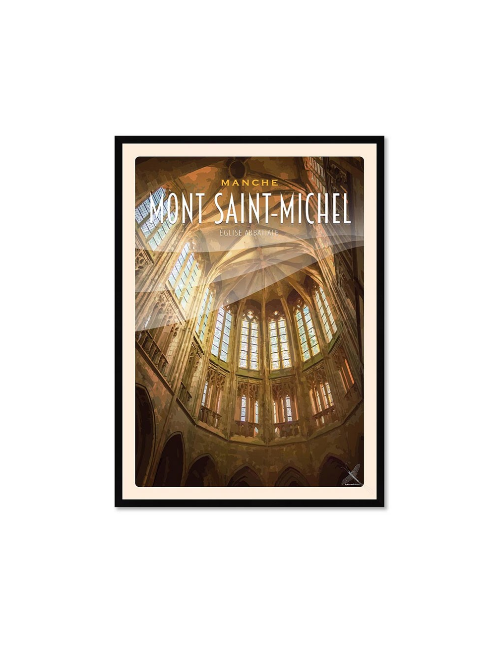 Affiche rétro Mont Saint-Michel Église abbatiale encadrée