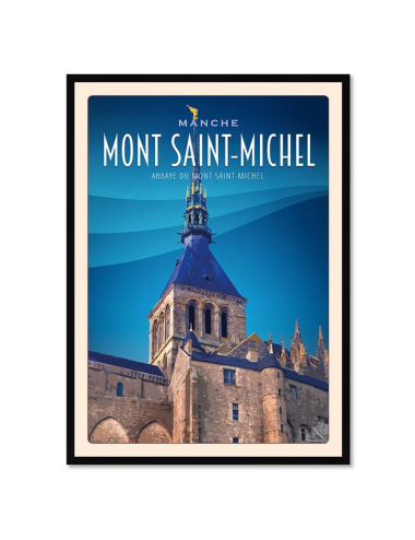 Affiche rétro Mont Saint-Michel encadrée – Clocher de l’abbaye