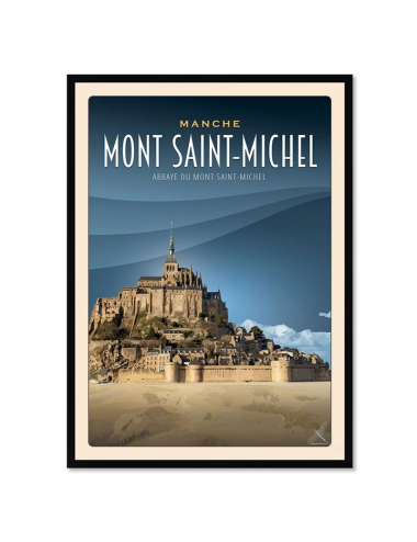Affiche rétro Mont Saint-Michel encadrée – Normandie