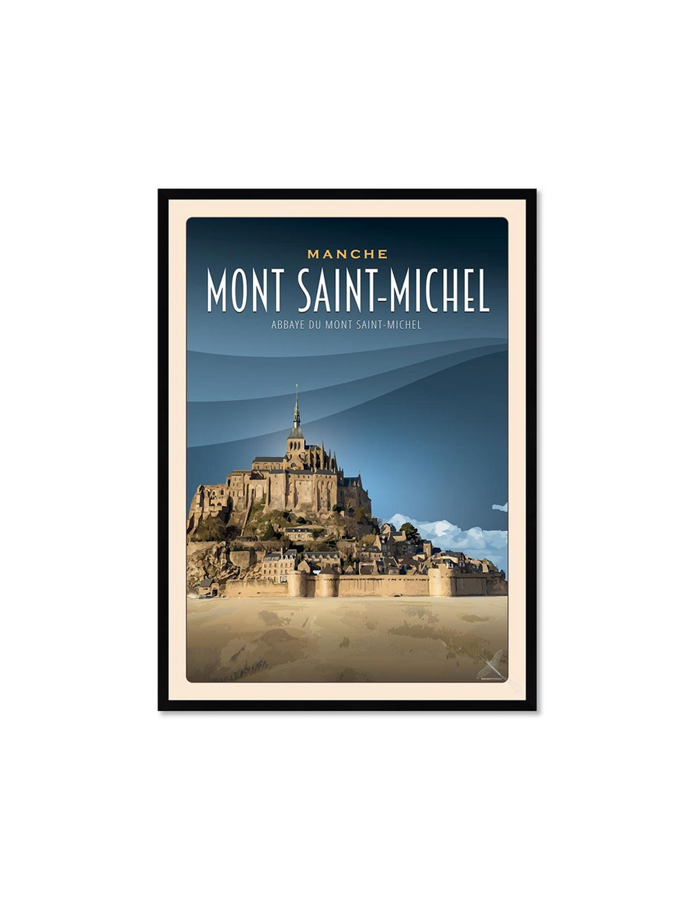 Affiche rétro Mont Saint-Michel encadrée – Normandie