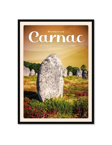 Affiche rétro Carnac encadrée – Menhirs du Morbihan