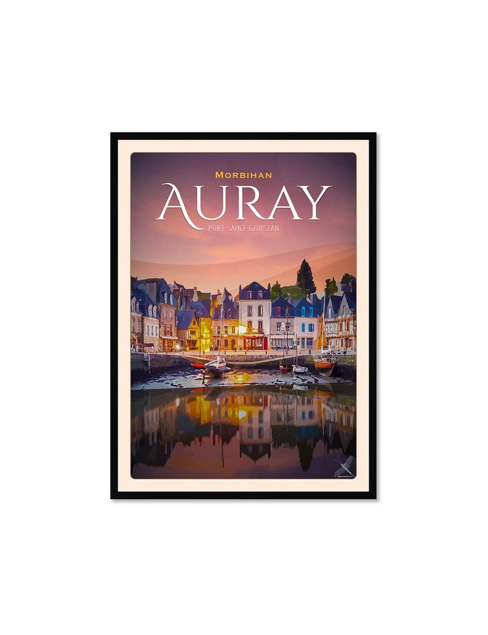 Affiche rétro Auray encadrée – Port Saint-Goustan