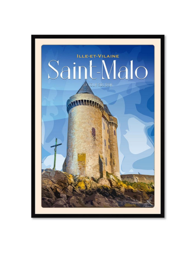 Affiche rétro Saint-Malo encadrée – Tour Solidor