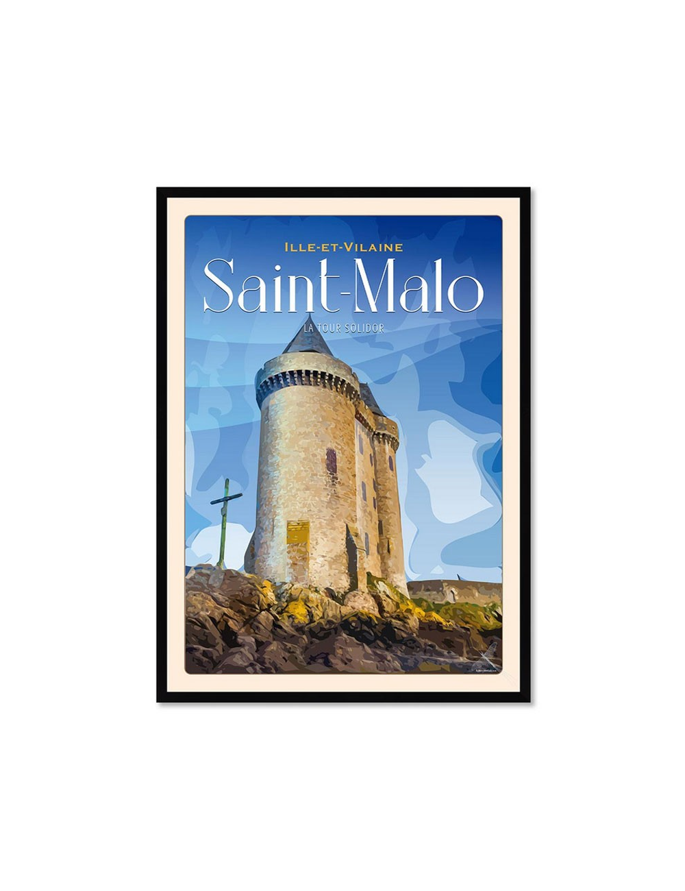 Affiche rétro Saint-Malo encadrée – Tour Solidor