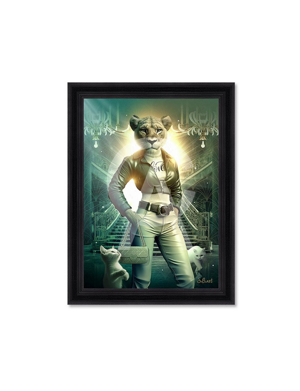 Tableau Lionne cuir – Sylvain Binet