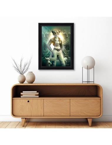 Tableau Lionne cuir 80x120 cm – Sylvain Binet, art moderne