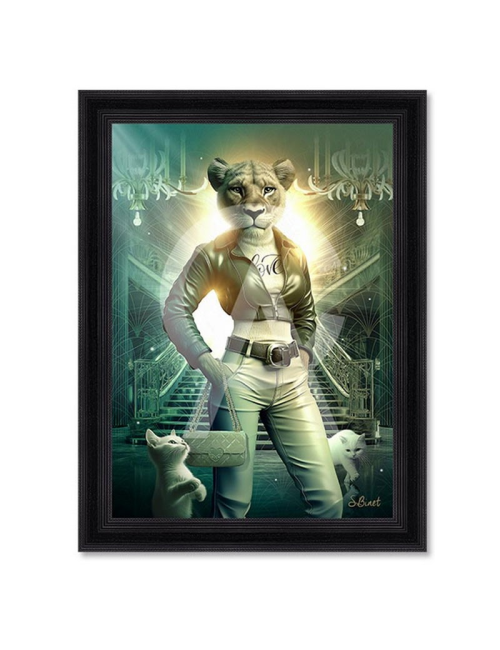 Tableau Lionne cuir 80x120 cm – Sylvain Binet