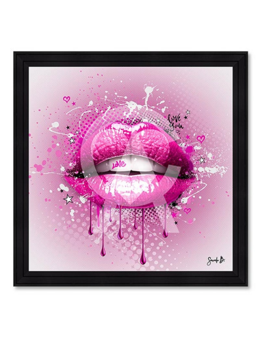 Tableau "Love Pink" de Sarah B : une bouche rose et un cœur audacieux