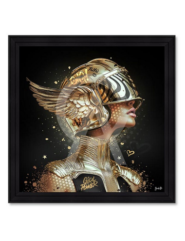 "Gold Helmet", un tableau original de Sarah B alliant le noir et le doré