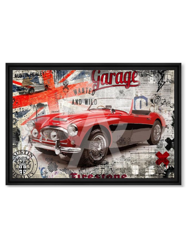 Tableau vintage, collection automobile de Rubix : "Red Austin Healey"