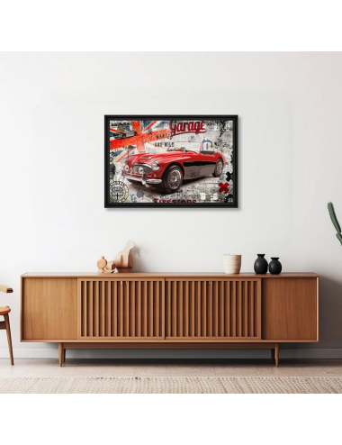 Tableau vintage, collection automobile de Rubix : "Red Austin Healey"