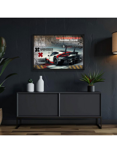 "RSR Dangerous" -Porsche- tableau automobile vintage par Rubix-80x120cm