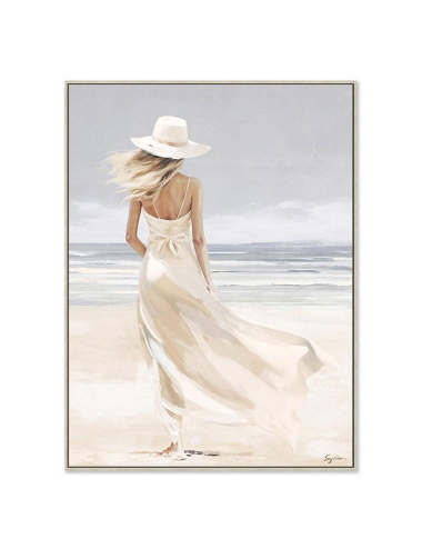 Tableau femme à la plage 60x80 – style romantique