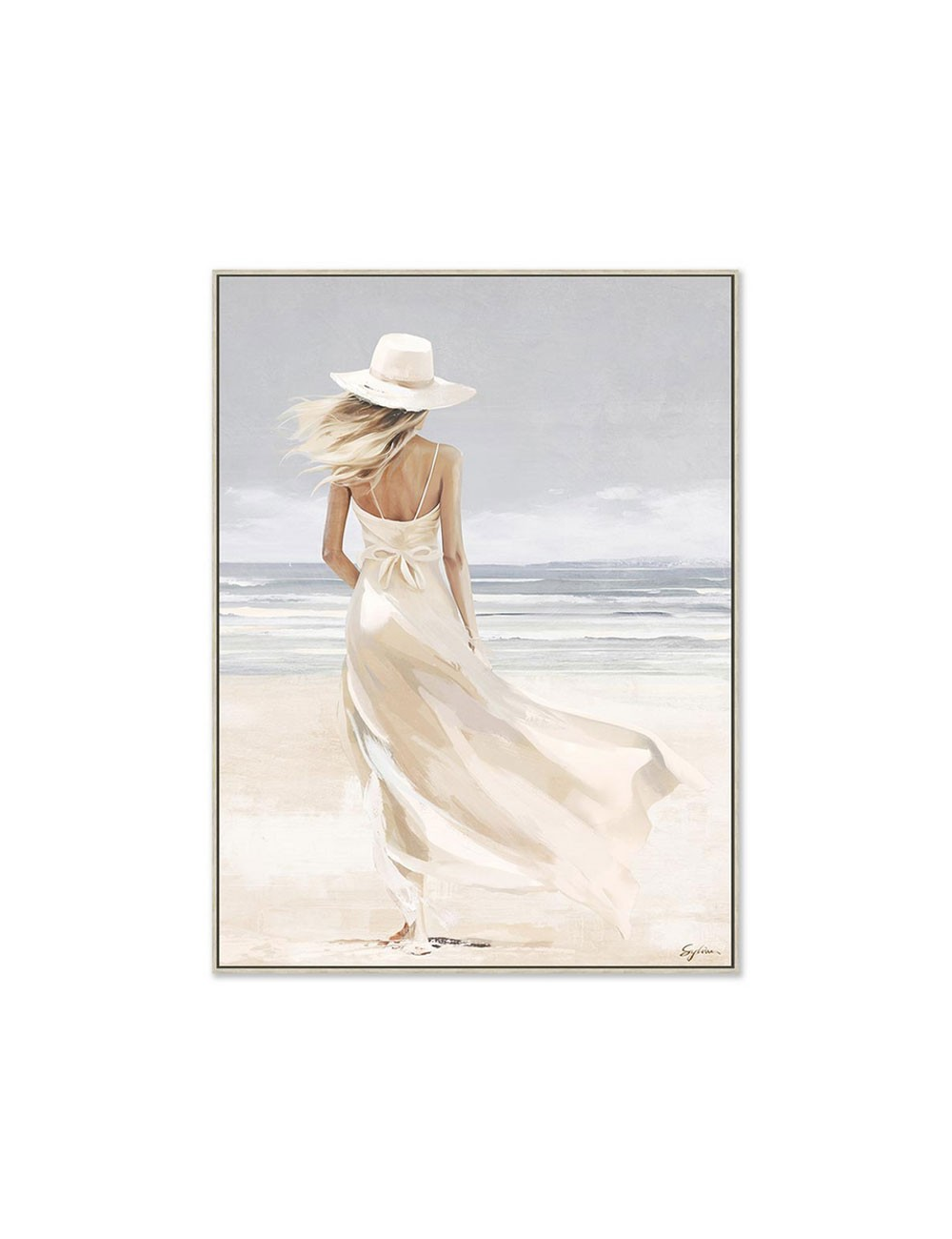 Tableau femme à la plage 60x80 – style romantique