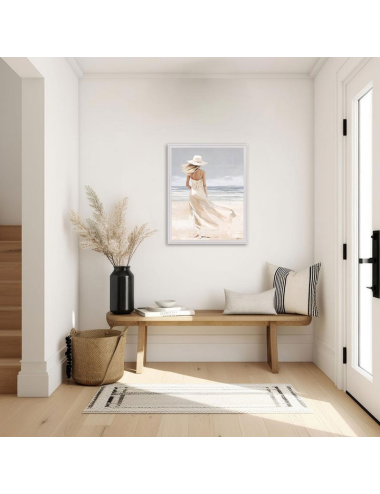 Tableau femme à la plage 60x80 – style romantique