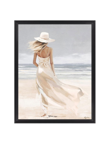 Tableau femme à la plage 60x80 – déco murale romantique