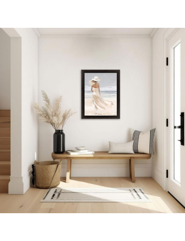 Tableau femme à la plage 60x80 – déco murale romantique