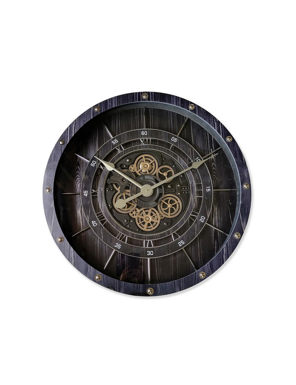 Horloge à engrenages bois et métal