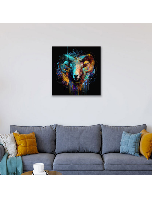 "Bélier Color"- Tableau en verre