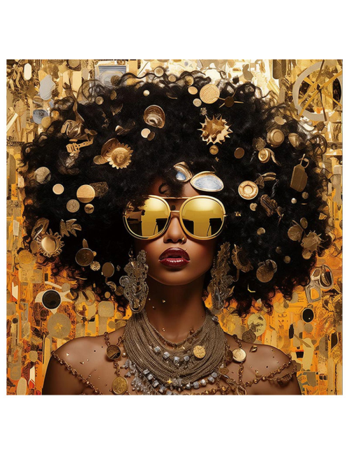 "Éclat Afro-Futuriste"- Tableau en verre-100x100